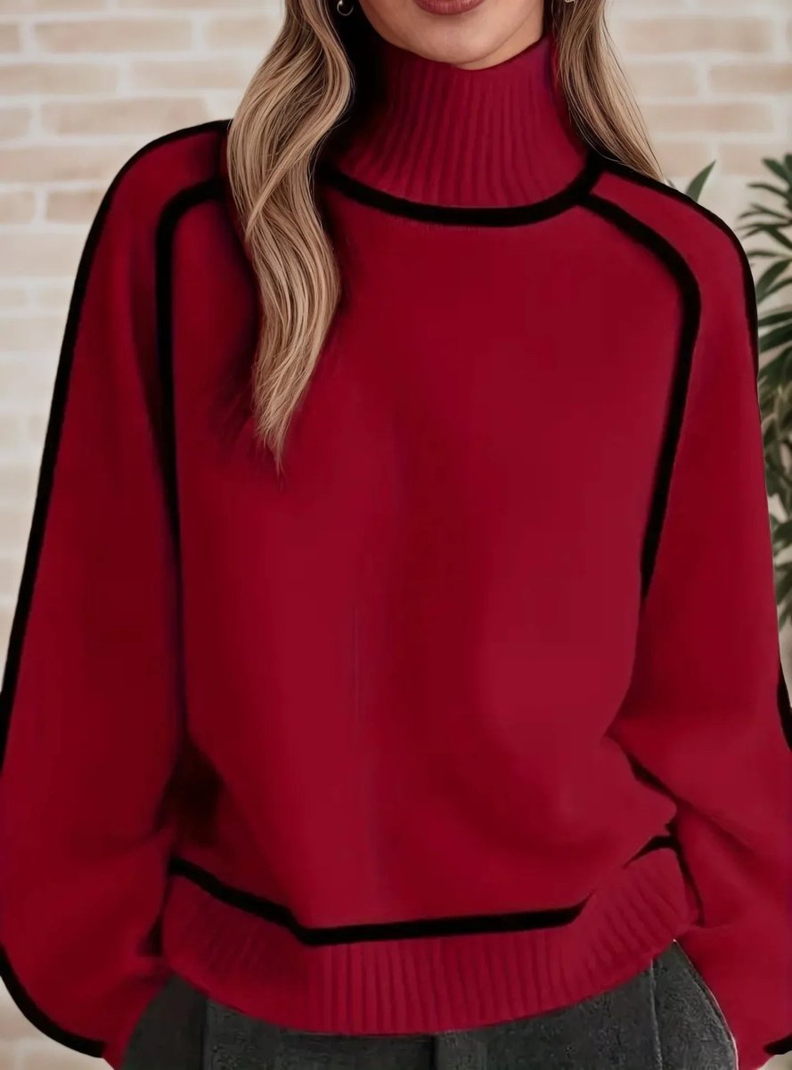 Eleanor Elegant Turtleneck Jumper with Contrast Piping - image 5