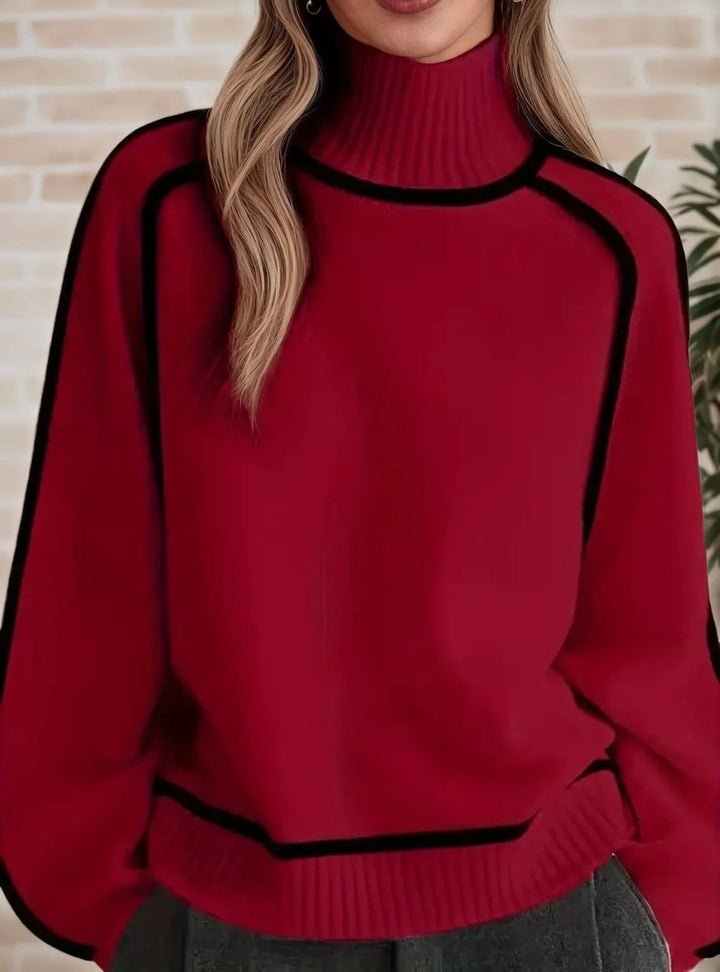 Eleanor Elegant Turtleneck Jumper with Contrast Piping - image 5
