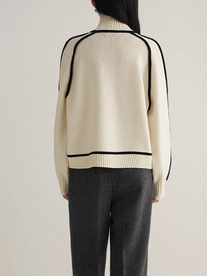 Eleanor Elegant Turtleneck Jumper with Contrast Piping - image 6