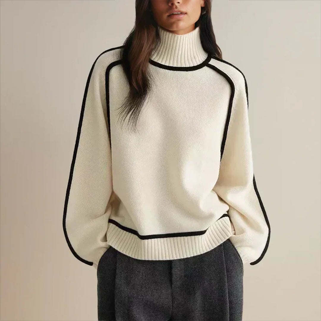 Eleanor Elegant Turtleneck Jumper with Contrast Piping - image 8