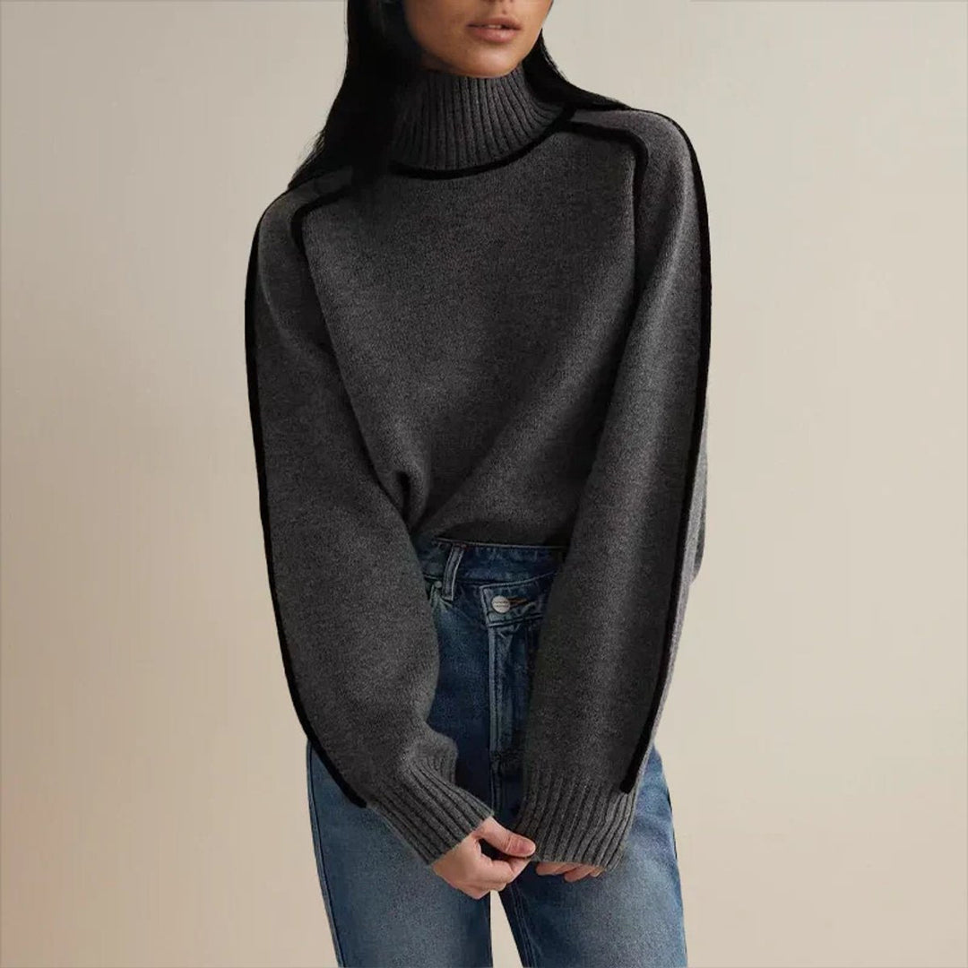 Eleanor Elegant Turtleneck Jumper with Contrast Piping - image 9