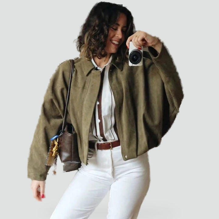 Juniper relaxed suede look jacket in black