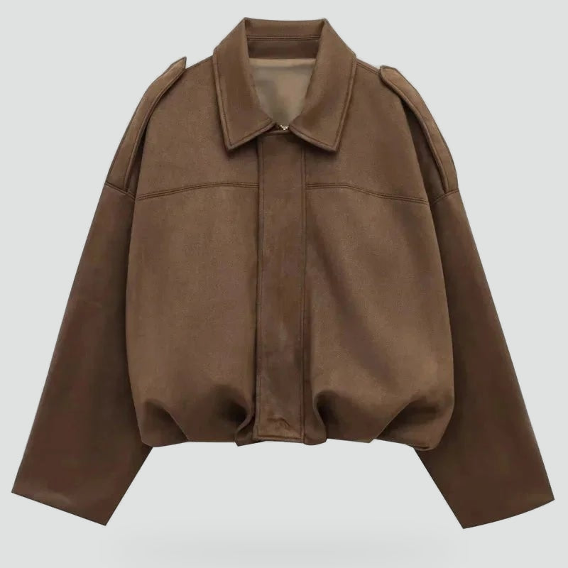 Juniper relaxed suede look jacket, back view