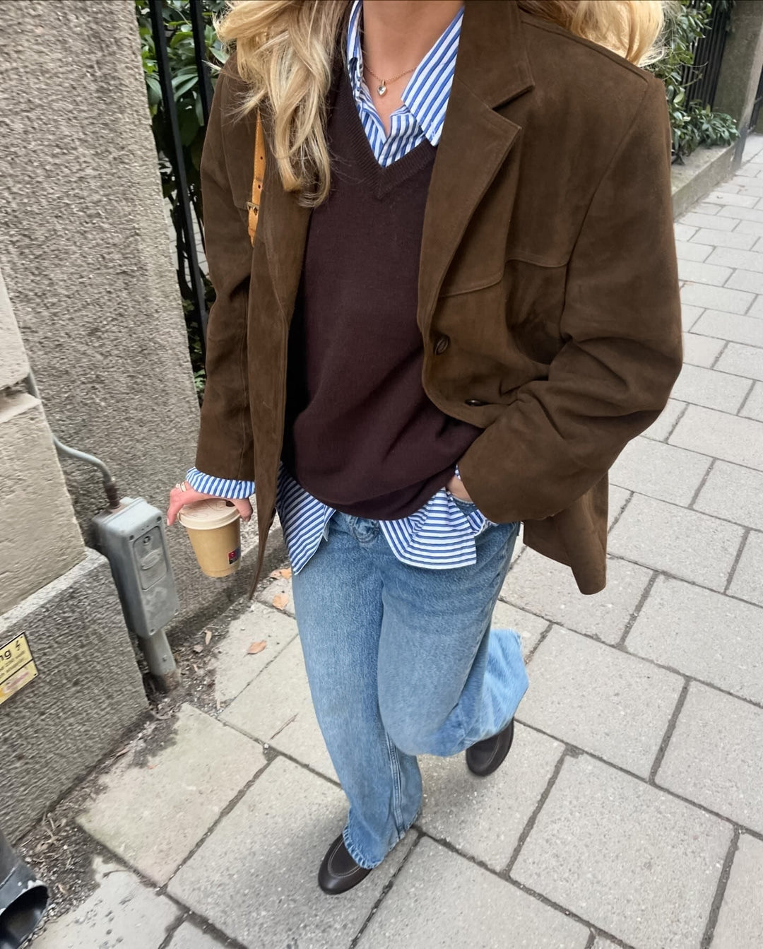 Tamara brown suede look utility jacket, side view