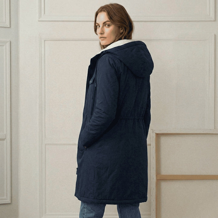 Signe longline fleece lined parka, detail