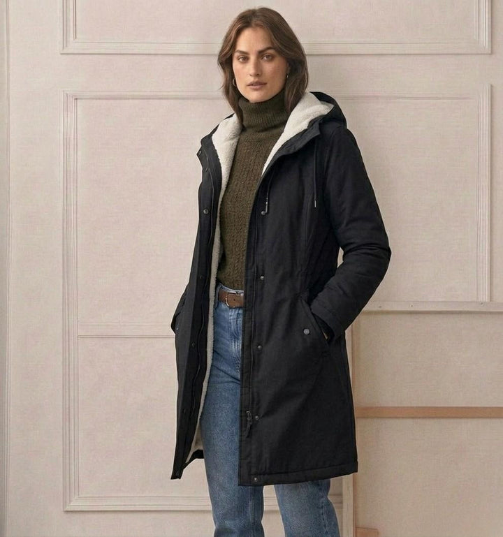 Signe longline fleece lined parka, styled look