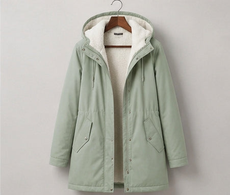 Signe longline fleece lined parka in mint