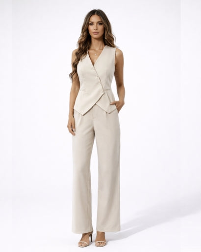 Halle two piece waistcoat and wide leg trouser set