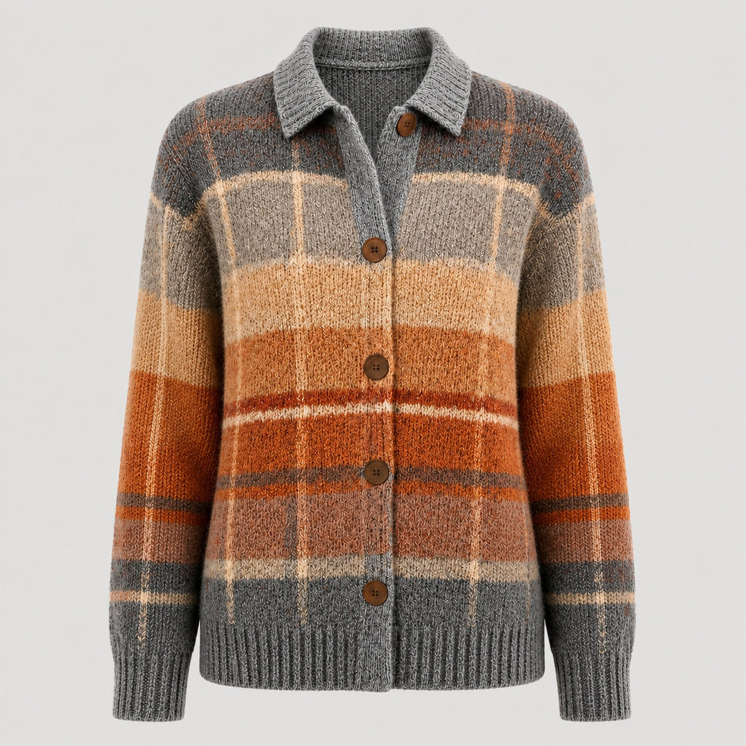 Nessa multicolour checked cardigan, front view