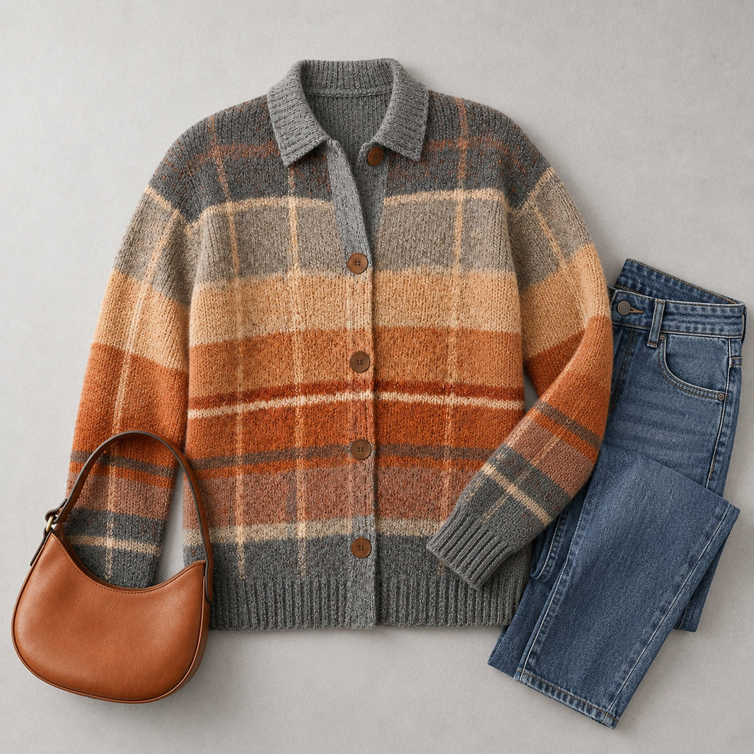 Nessa multicolour checked cardigan, back view