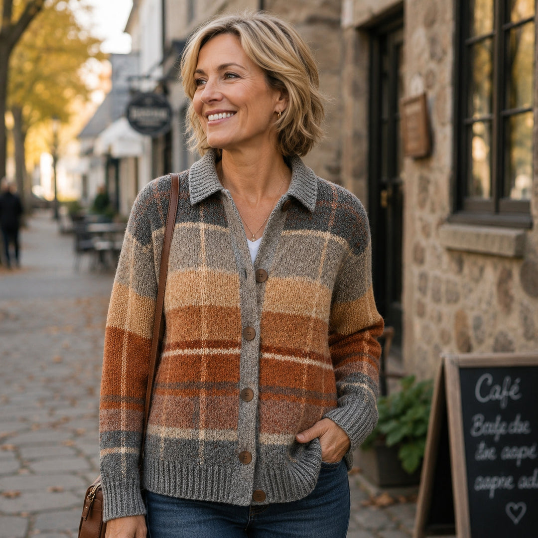 Nessa multicolour checked cardigan, fabric detail