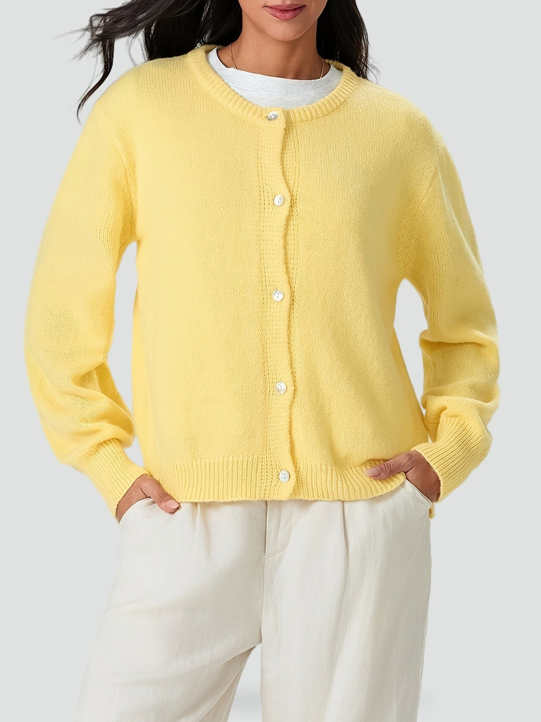 Pippa round neck cardigan with buttons