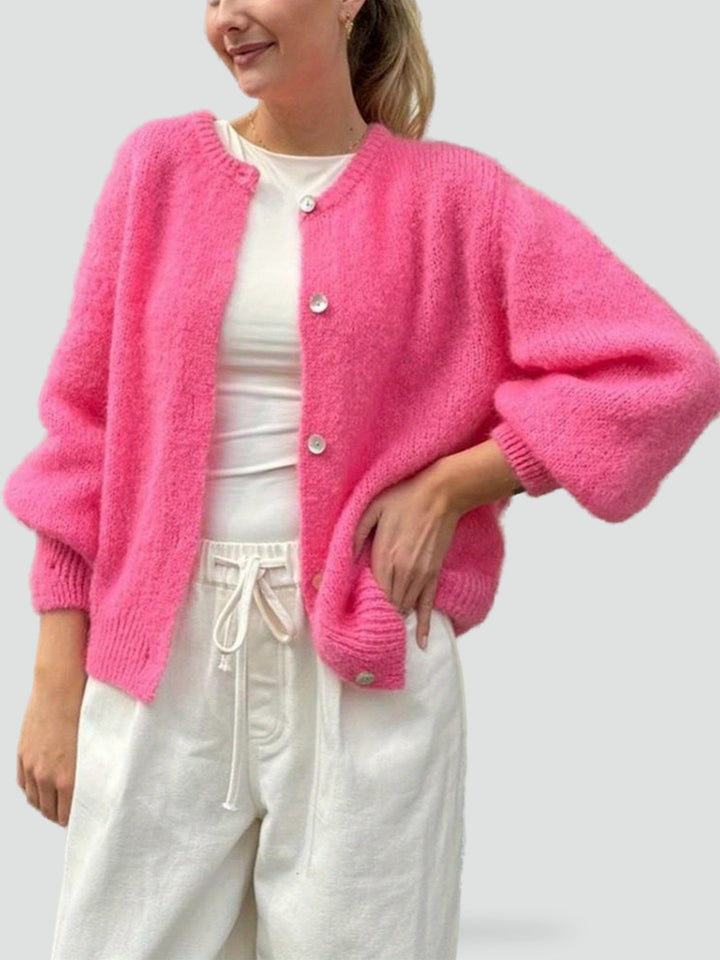 Pippa round neck cardigan in light green