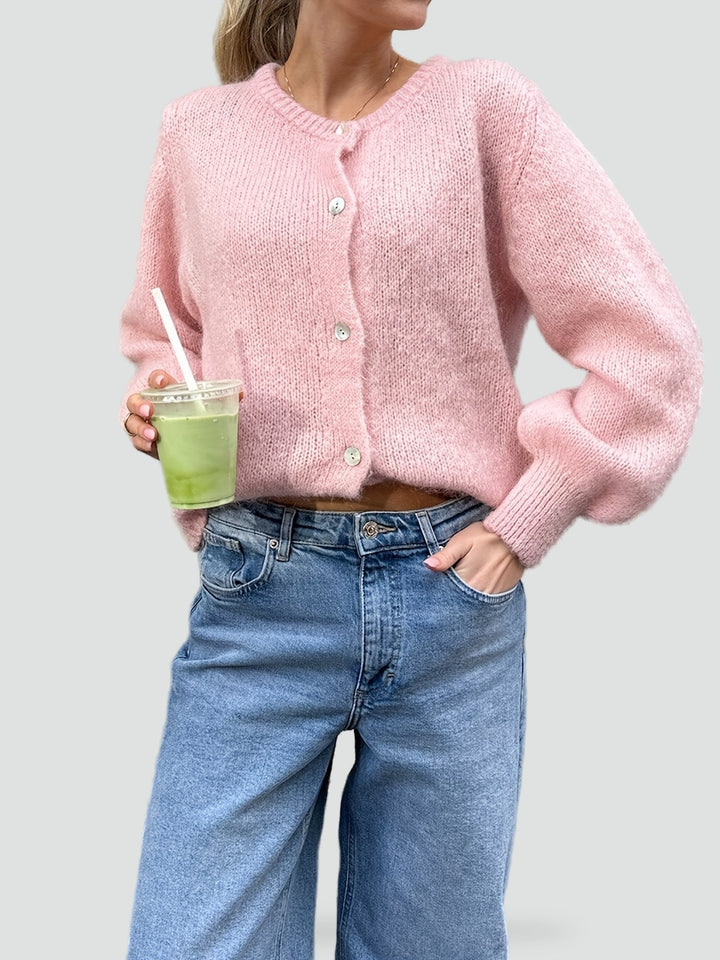 Pippa round neck cardigan in blue