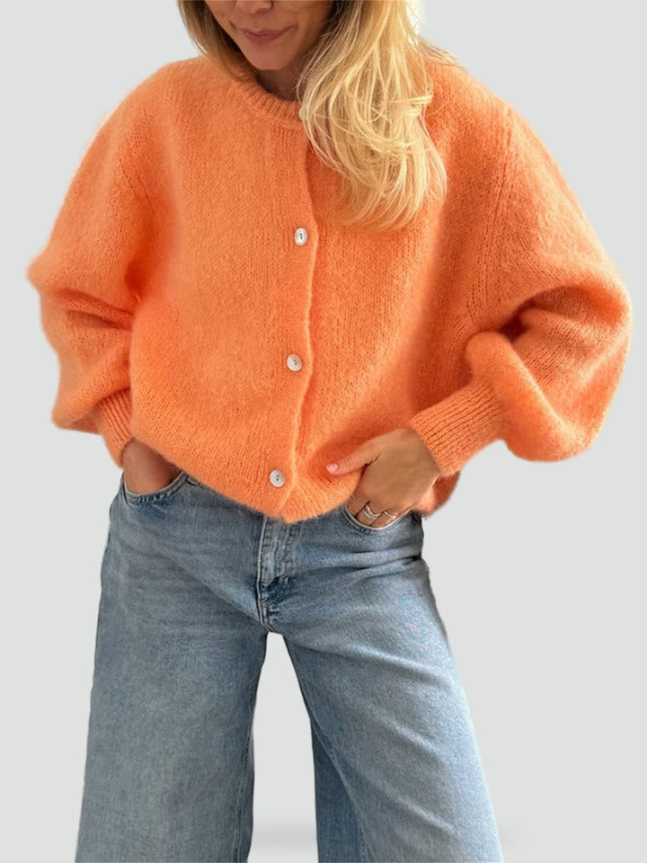 Pippa round neck cardigan in light grey