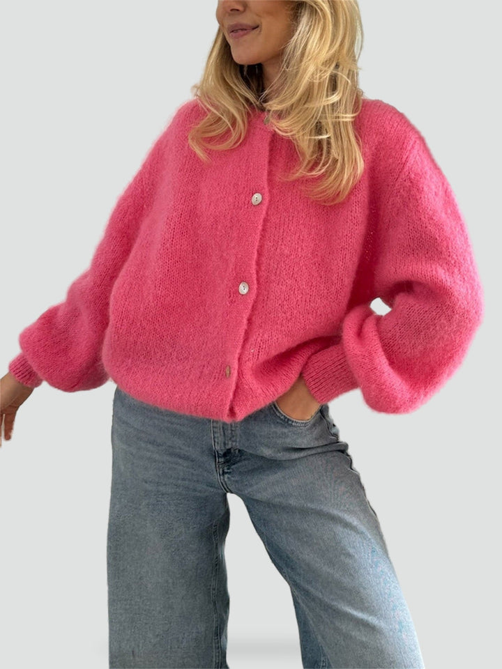 Pippa round neck cardigan in orange