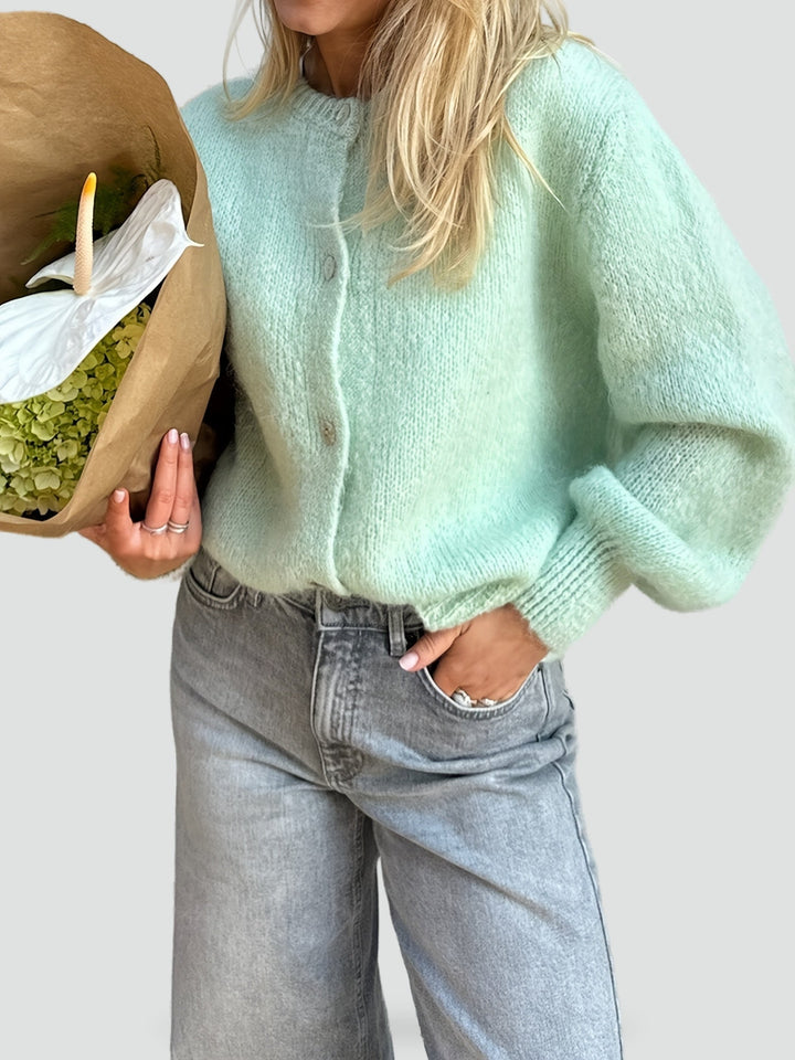 Pippa round neck cardigan in green