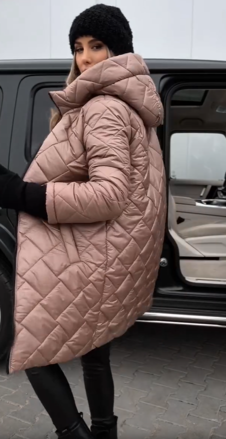 Araminta hooded quilted winter coat – image 2