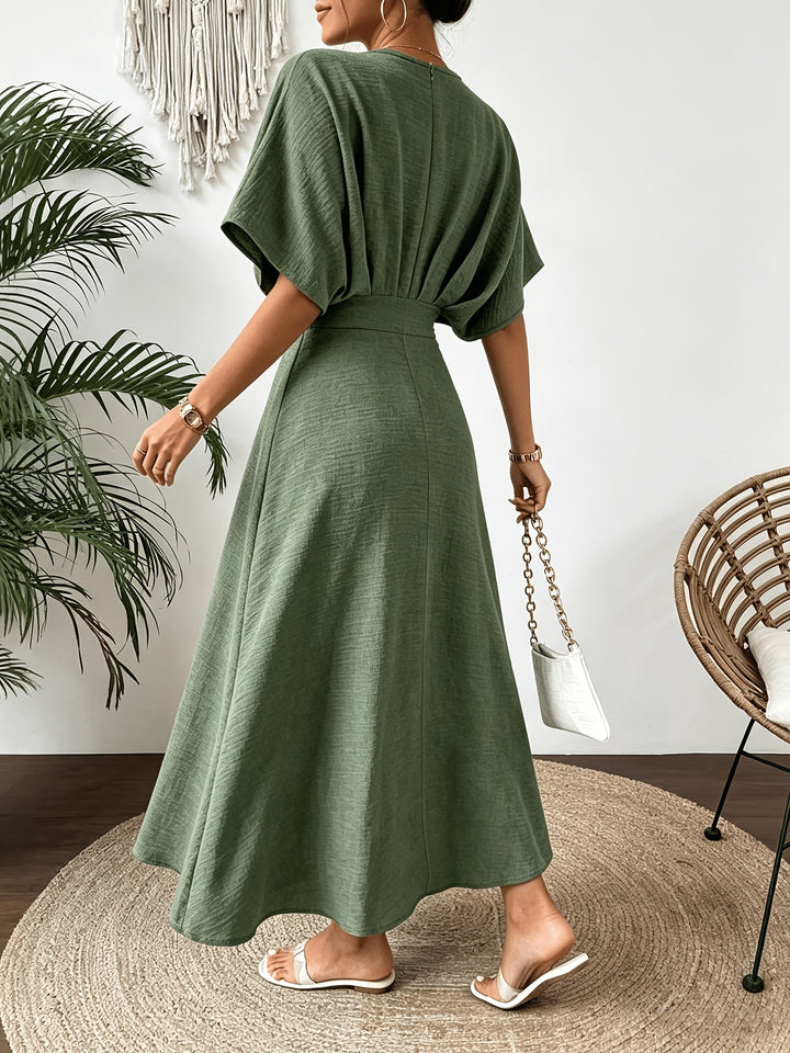 Romilly midi dress, V neckline detail