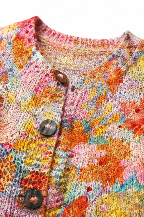 Alys Elegant Painterly Floral Open Front Cardigan - image 5