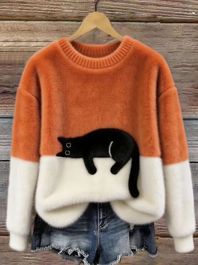 Marguerite Elegant Oversized Cat Print Jumper - image 3