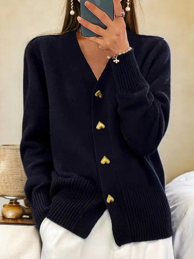 Belinda gold heart button cardigan sweater