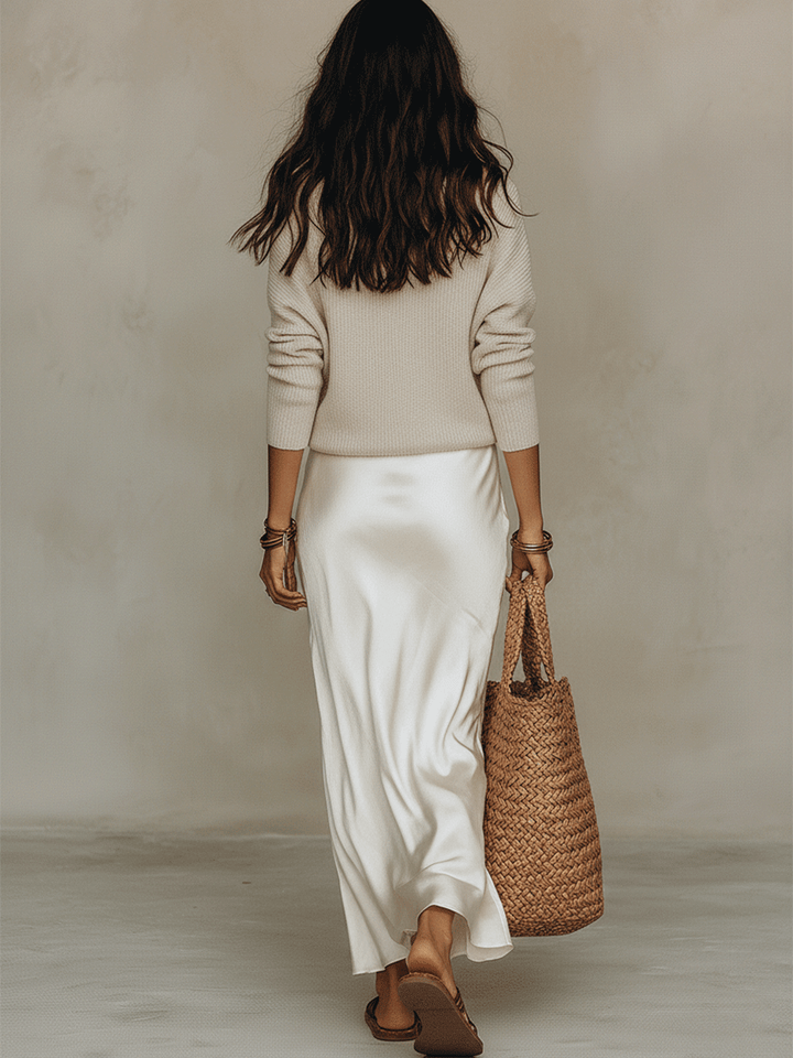 Tessel two piece knit and satin midi set – image 5