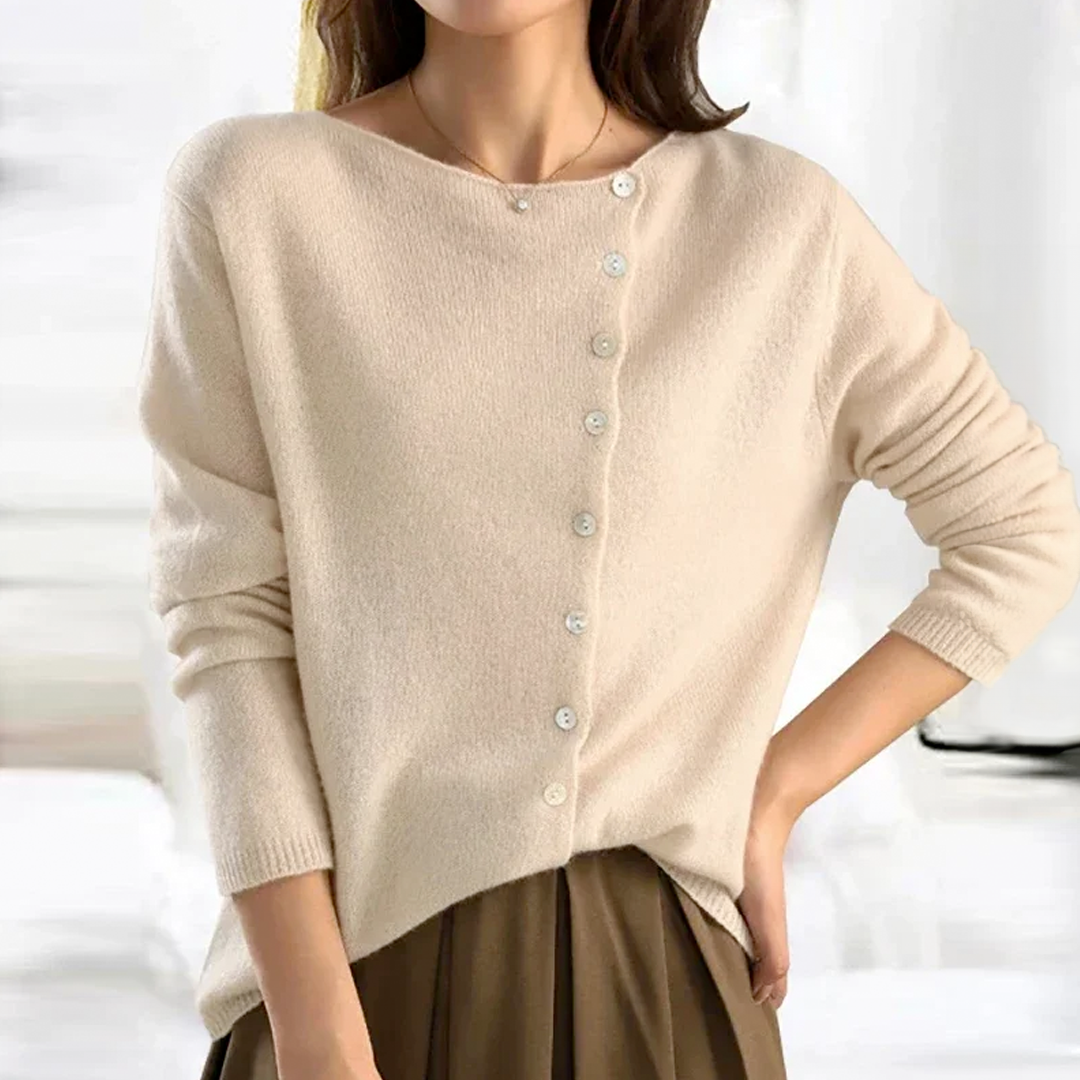 Katherine asymmetric button cardigan sweater – image 3