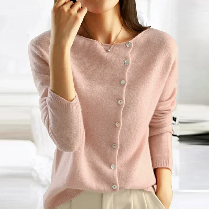 Katherine asymmetric button cardigan sweater – image 2