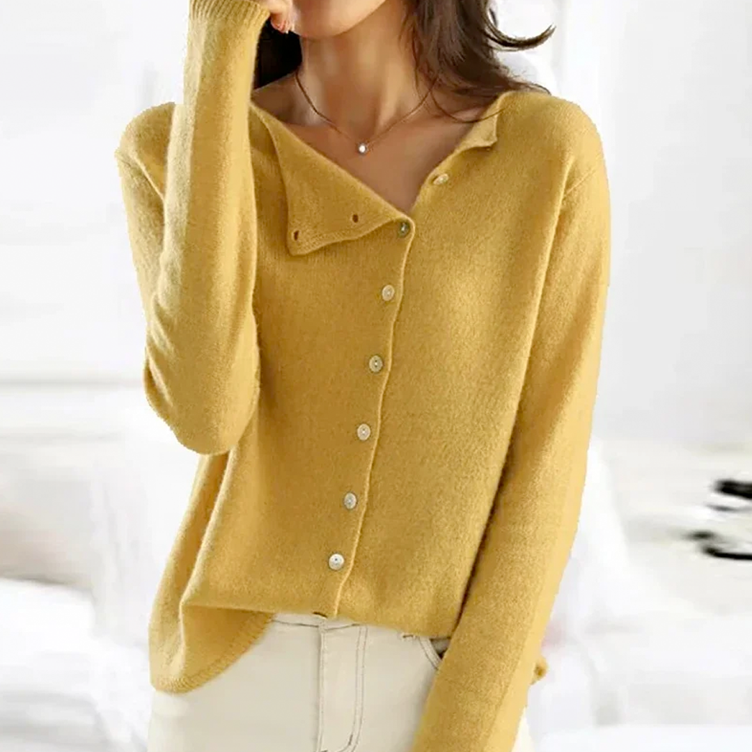 Katherine asymmetric button cardigan sweater – image 4