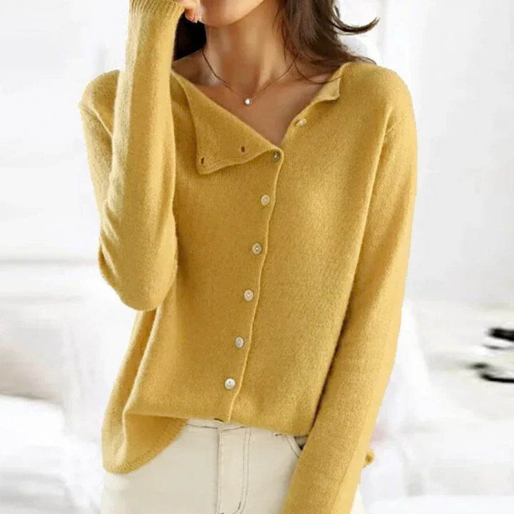 Katherine asymmetric button cardigan sweater – image 4