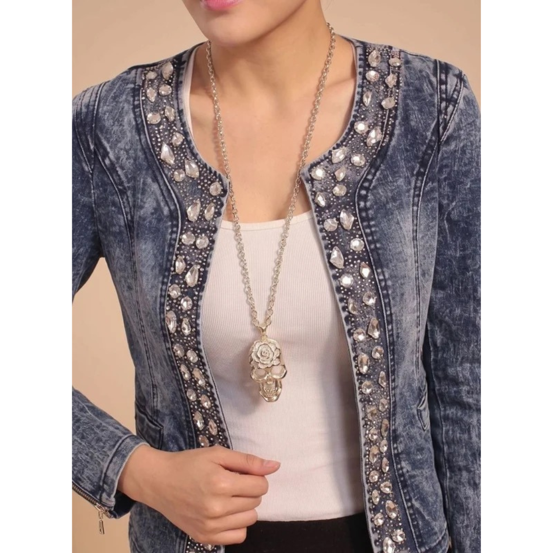 Enid blue jacket with rhinestone detail