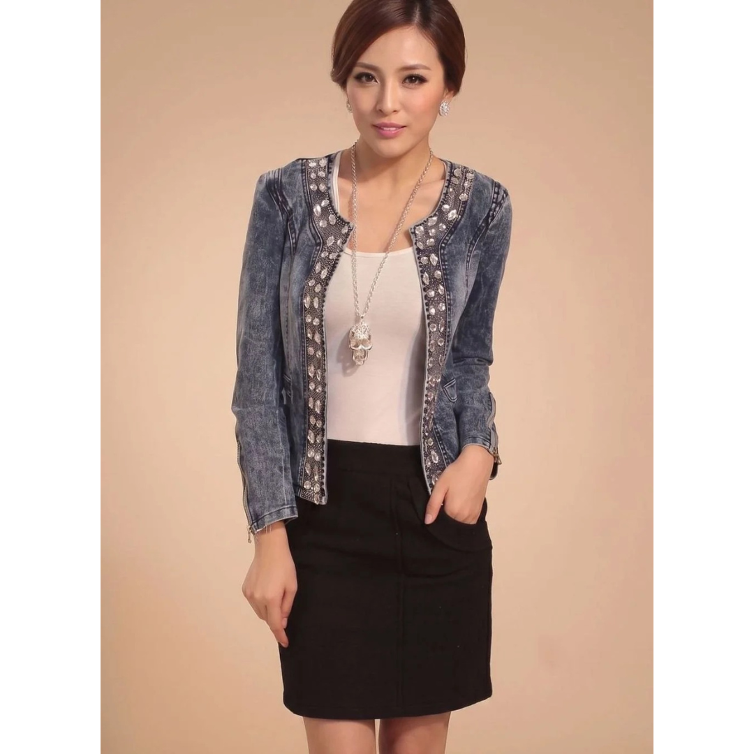 Enid blue jacket, back view