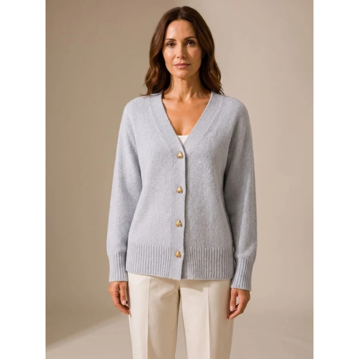 Faye button up knit cardigan in grey