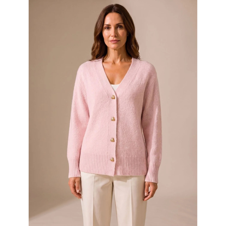 Faye button up knit cardigan in pink