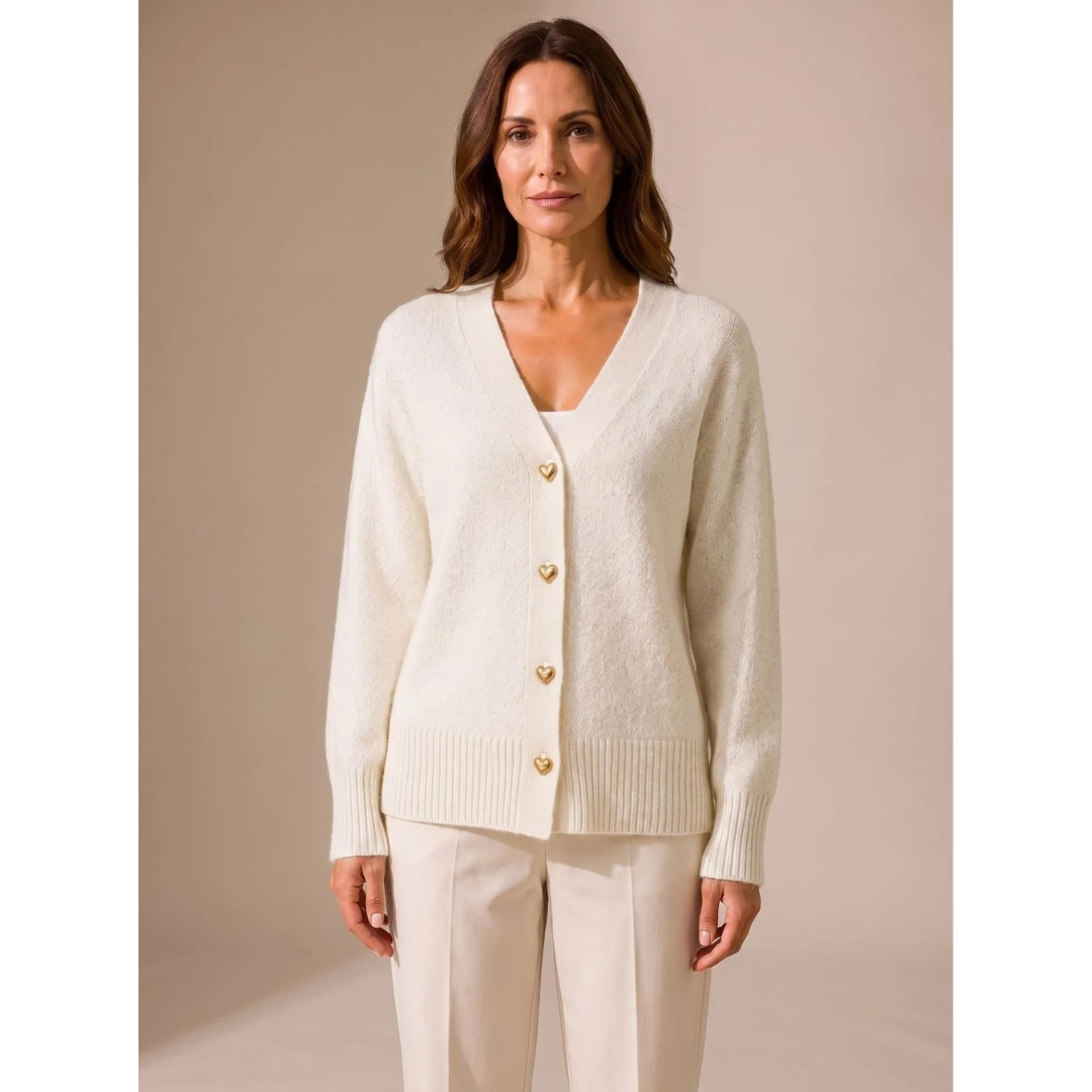 Faye button up knit cardigan in cream