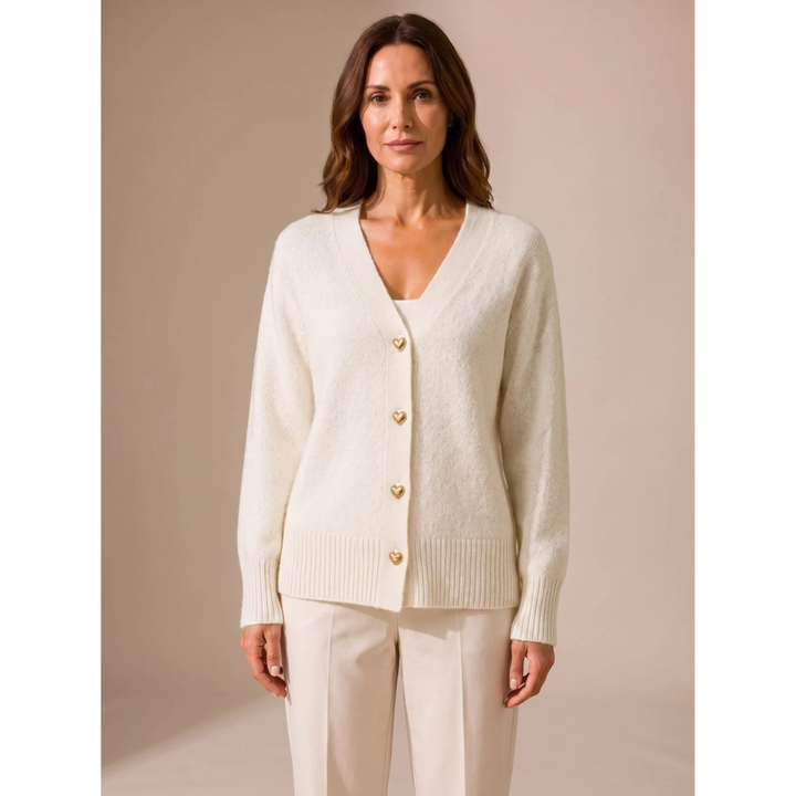 Faye button up knit cardigan in cream