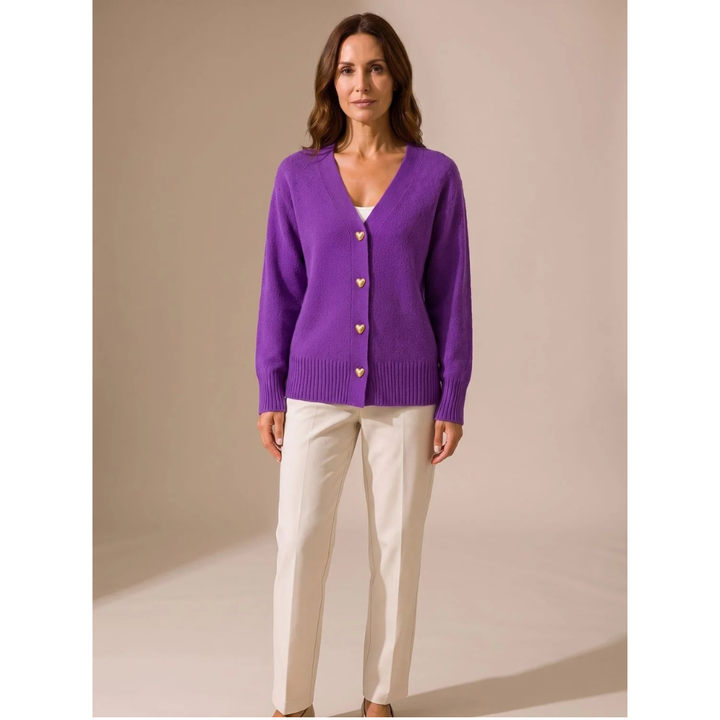 Faye button up knit cardigan in lilac