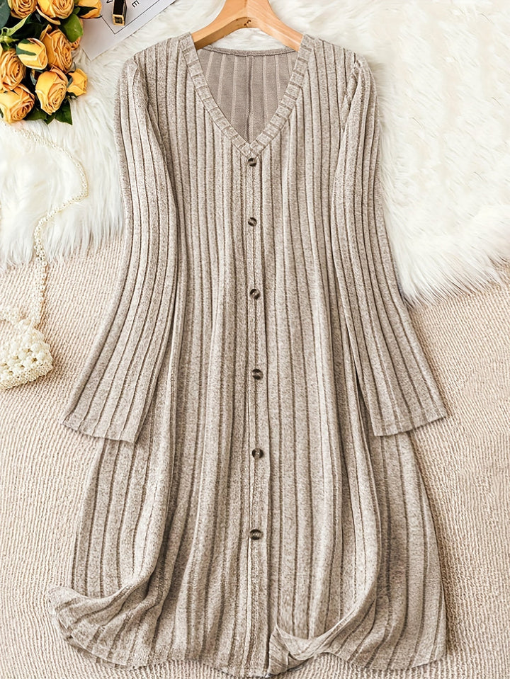 Henrike button front ribbed knit jumper dress – image 5