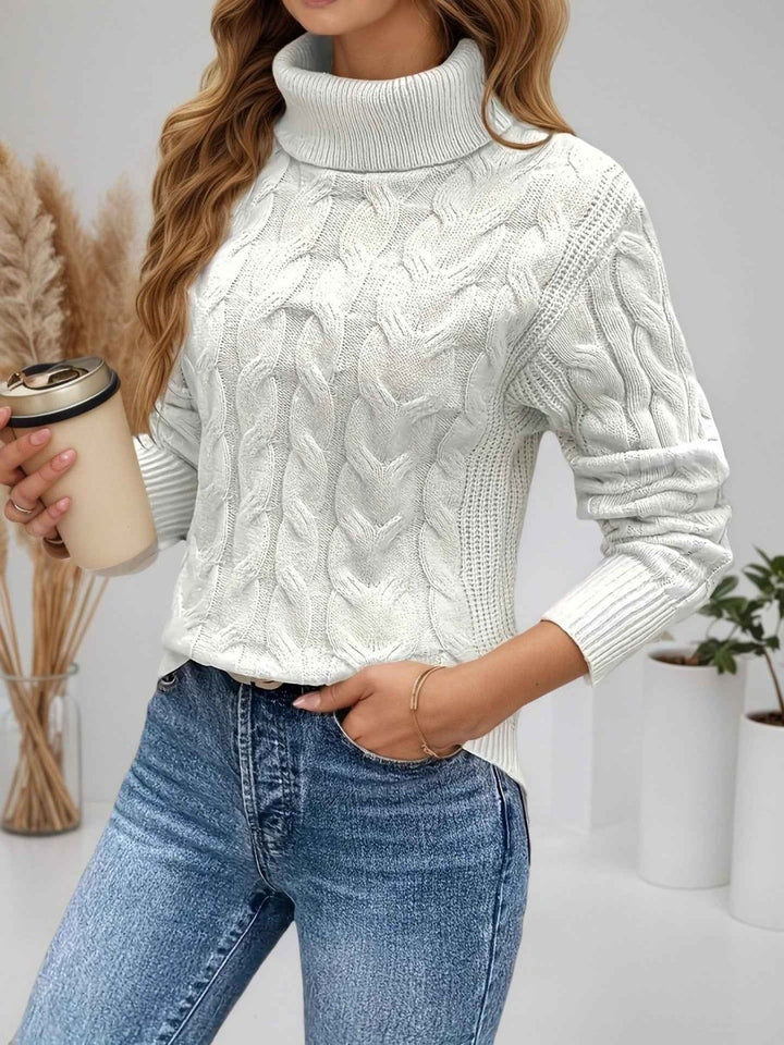 Jessamine cable knit roll neck jumper
