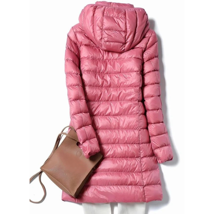 Felina longline hooded quilted jacket in wine red