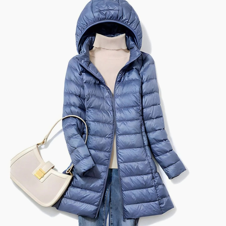 Felina longline hooded quilted jacket in pink