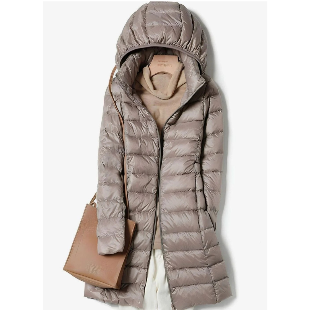 Felina longline hooded quilted jacket in blue