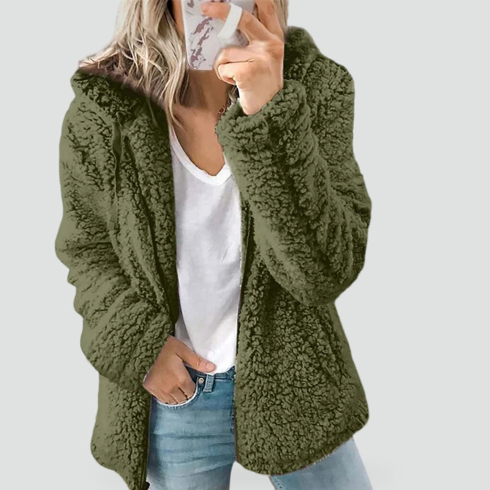 Hattie hooded fleece jacket in black