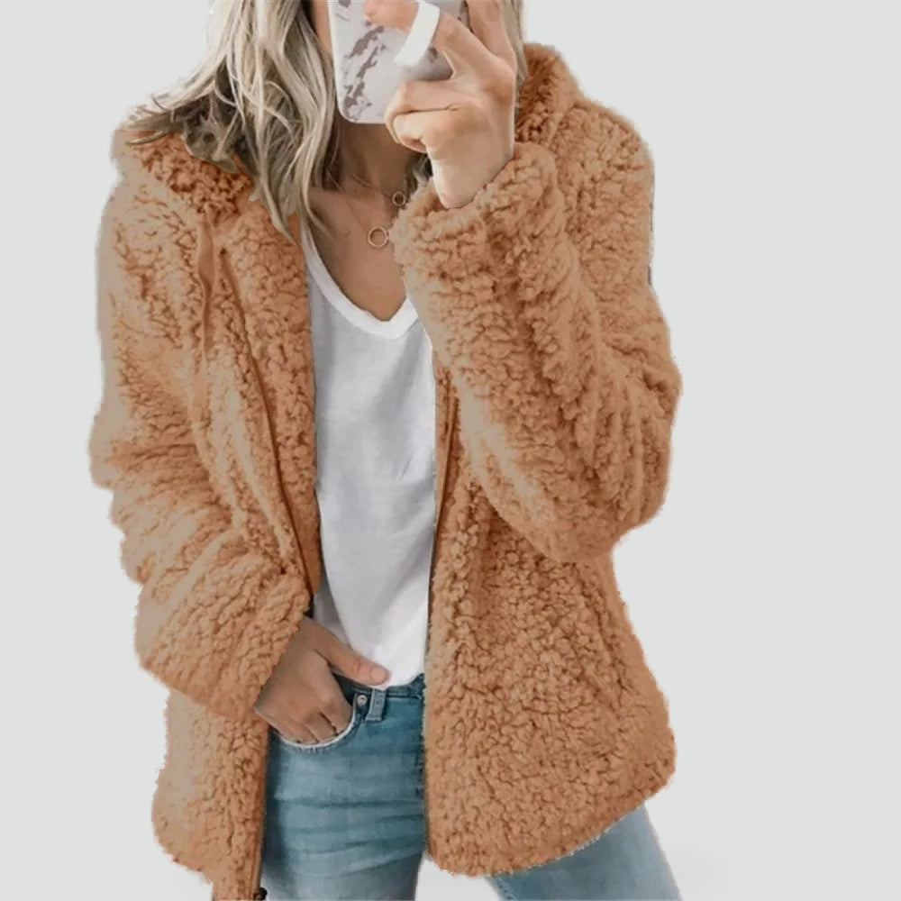 Hattie hooded fleece jacket in coffee