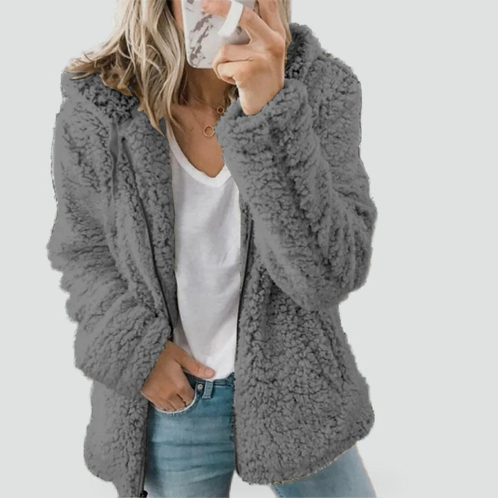 Hattie hooded fleece jacket in light grey