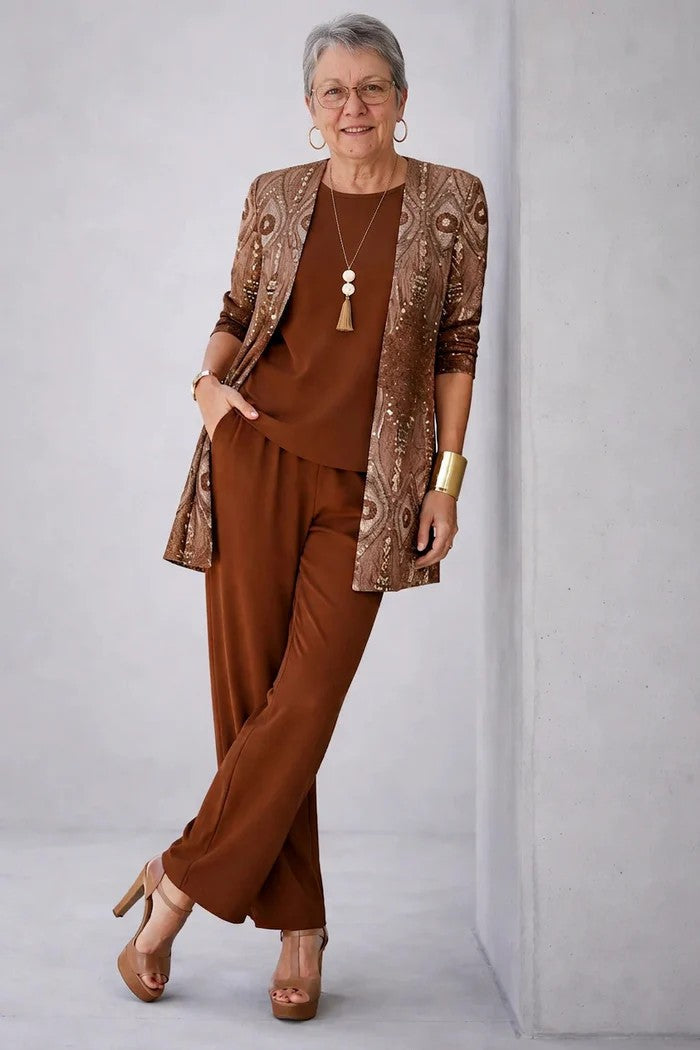 Serena Elegant Three Piece Printed Trouser Set - image 2