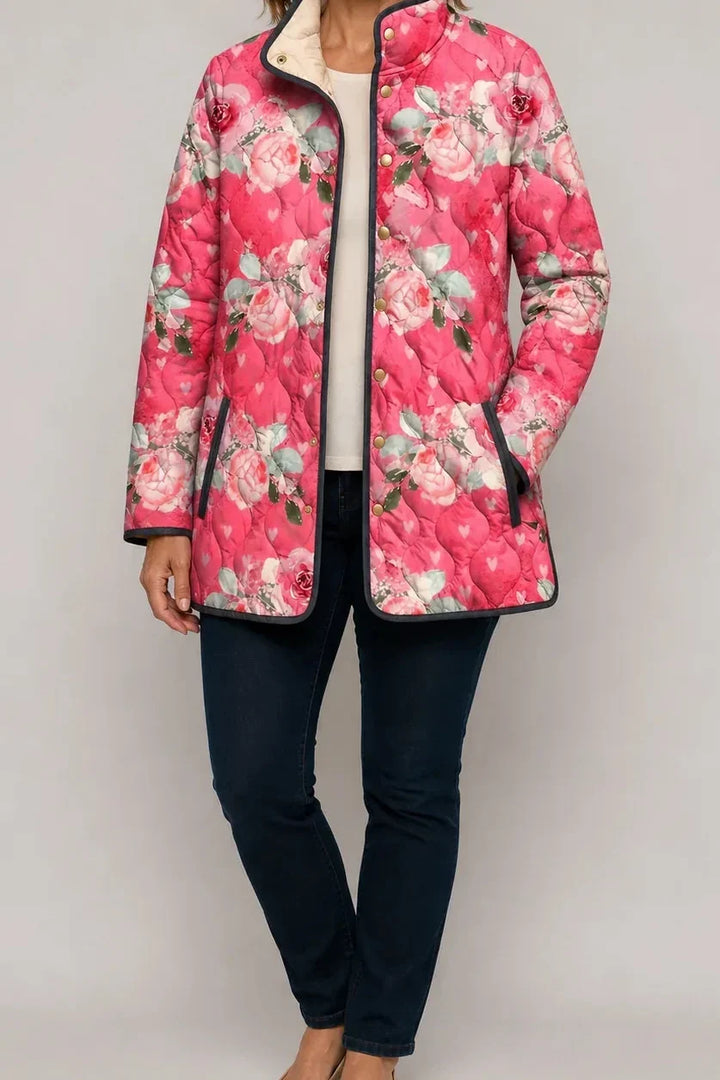 Yasmin Elegant Floral Print Quilted Puffer Jacket - image 13