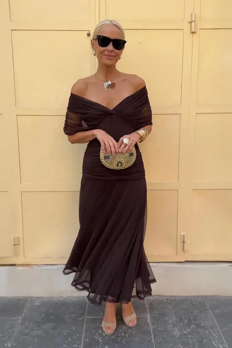 Gwyneth Elegant Off Shoulder Mermaid Maxi Dress - image 3