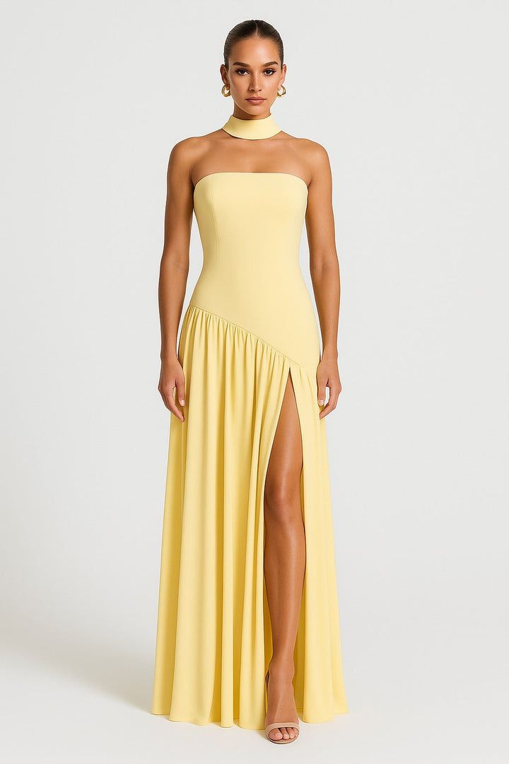 Georgia | Elegant Strapless Satin Maxi Dress